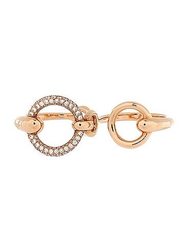 Hermès Filet d'Or Double Ring 18K Rose Gold with Diamonds Large (view 1)