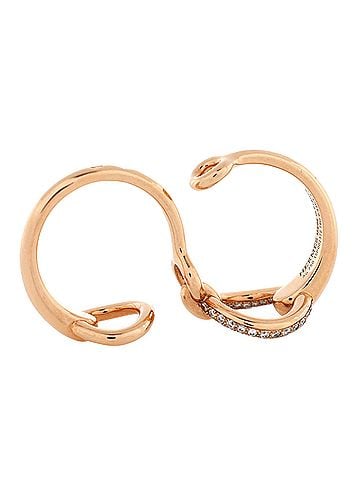 Hermès Filet d'Or Double Ring 18K Rose Gold with Diamonds Large (view 2)