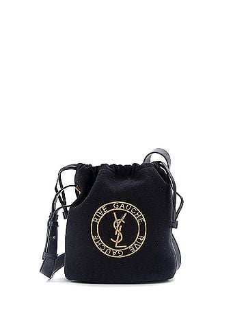 Saint Laurent Rive Gauche Drawstring Bucket Bag Embroidered Wool (view 1)