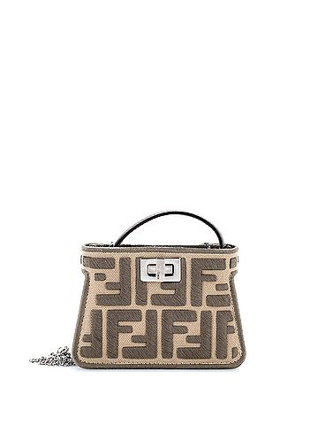 Fendi Chain Peekaboo Charm Bag Zucca Embroidered Canvas Nano (view 1)