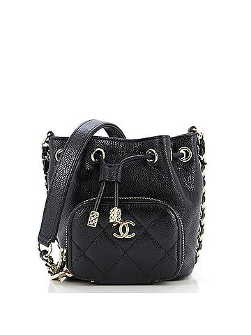 Chanel Business Affinity Drawstring Bucket Bag Quilted Caviar Mini (view 1)