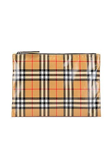 Burberry House Check Coated Canvas Clutch (view 1)