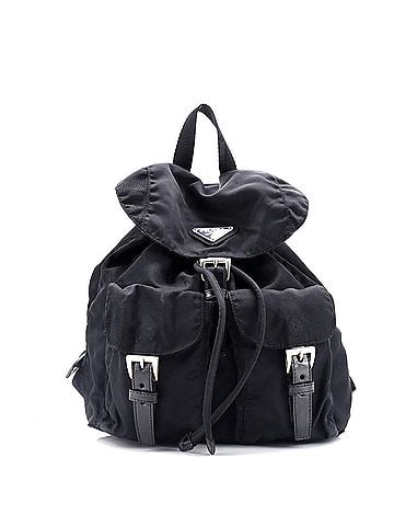 Prada Vela Double Front Pocket Backpack Tessuto with Saffiano Leather Small (view 1)