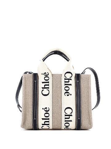 Chloé Woody Tote Canvas with Leather Small (view 1)