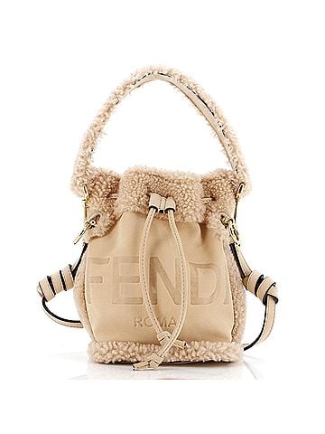 Fendi Logo Mon Tresor Bucket Bag Shearling with Nubuck Mini (view 1)