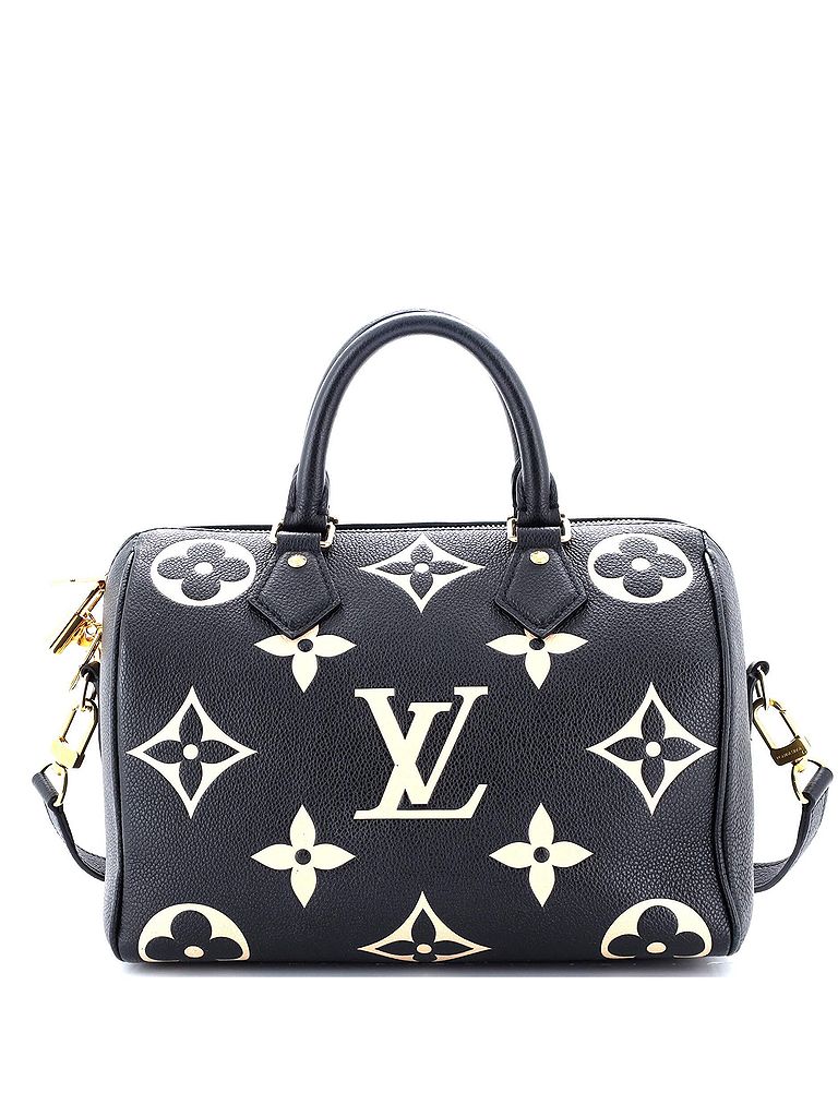 Louis Vuitton 100% Leather Black Speedy Bandouliere Bag Bicolor Monogram Empreinte Giant 25 One size - photo 1