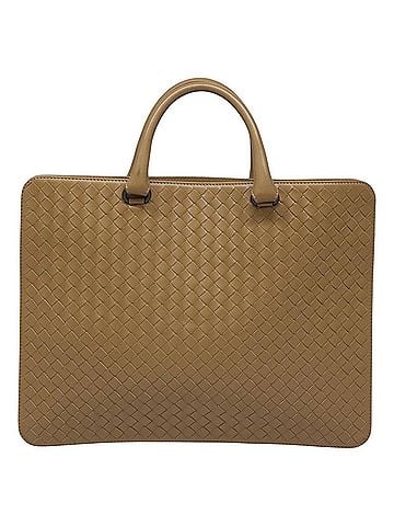 Bottega Veneta Intrecciato Beige Leather Briefcase Bag (view 1)