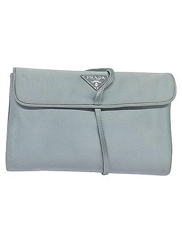 Prada Cosmetic Pouch Turquoise Synthetic Clutch Bag (view 1)