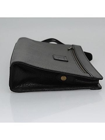 Burberry Check Link Black Leather Clutch Bag (view 2)