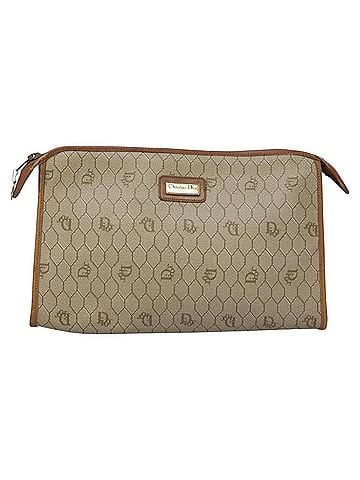Dior Honeycomb Beige Canvas Clutch Bag (view 1)