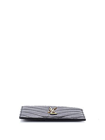 Saint Laurent Monogram Fragments Zip Card Holder Matelasse Chevron Leather (view 2)