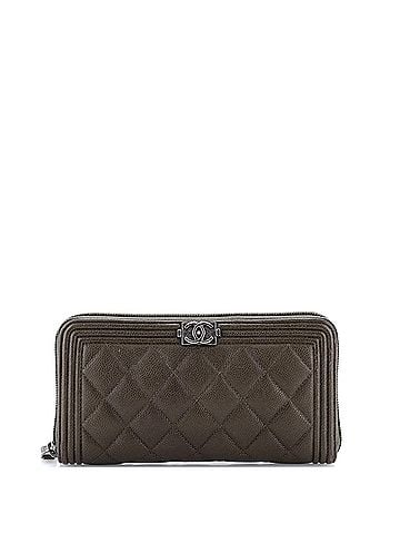 Chanel Boy Zip Around Wallet Quilted Caviar Long (view 1)