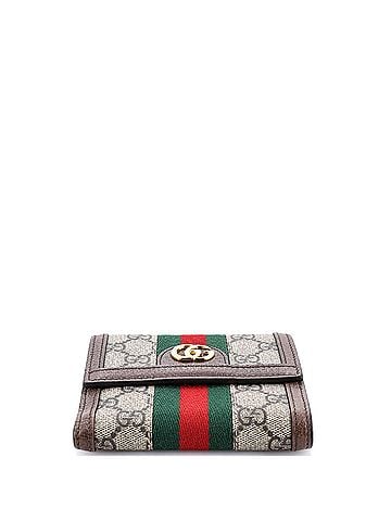 Gucci Ophidia French Flap Wallet GG Coated Canvas Compact (view 2)