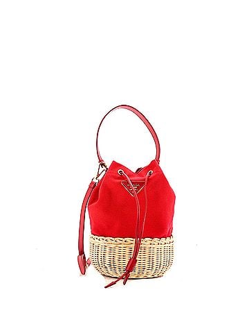 Prada Drawstring Bucket Bag Canvas and Wicker Small (view 1)