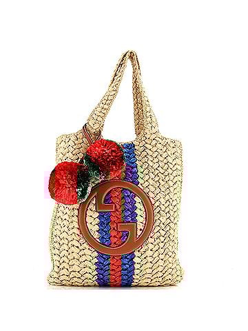 Gucci Blondie NM Open Tote Raffia Small (view 1)