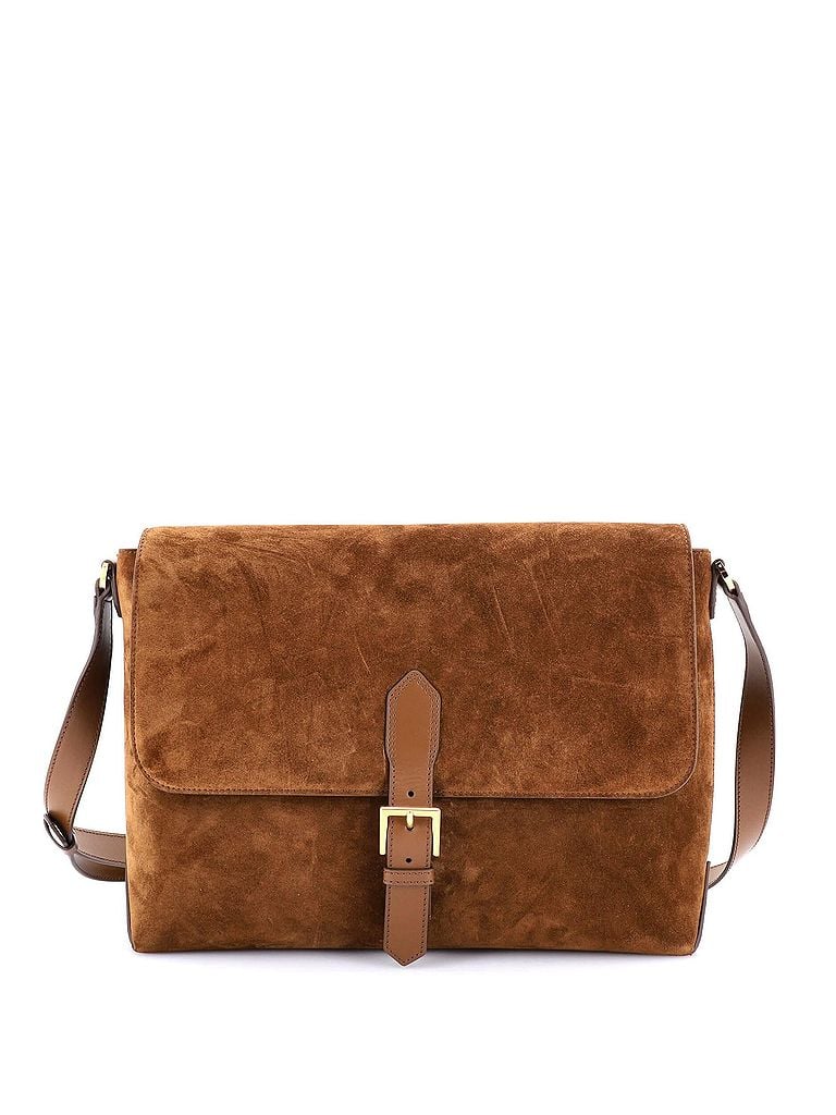 Tom Ford 100% Suede Brown Buckle Flap Messenger Bag Suede Medium One size - photo 1