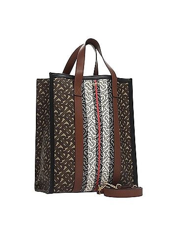 Burberry Stripe Brown Canvas Tote Bag (view 1)