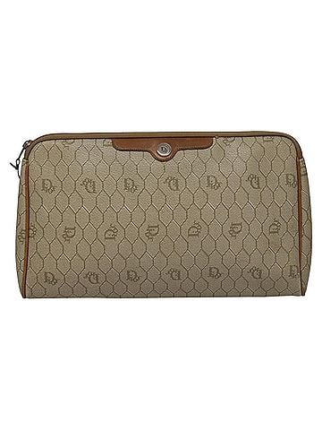 Dior Honeycomb Beige Canvas Clutch Bag (view 1)