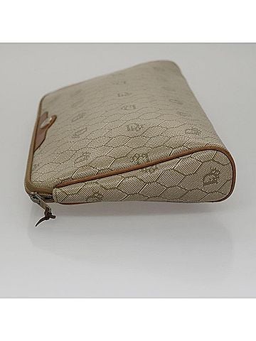Dior Honeycomb Beige Canvas Clutch Bag (view 2)