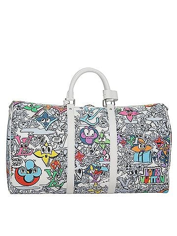 Louis Vuitton Keepall Bandouliere 50 White Canvas Travel Bag (view 1)