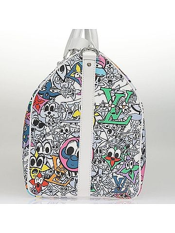 Louis Vuitton Keepall Bandouliere 50 White Canvas Travel Bag (view 2)