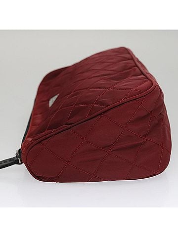 Prada Matelassé Burgundy Synthetic Clutch Bag (view 2)