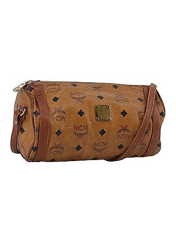 MCM Visetos Brown Leather Shoulder Bag (view 1)