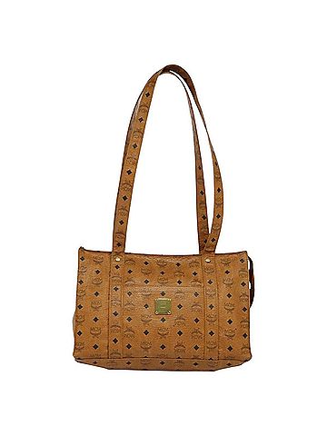 MCM Visetos Brown Leather Tote Bag (view 1)