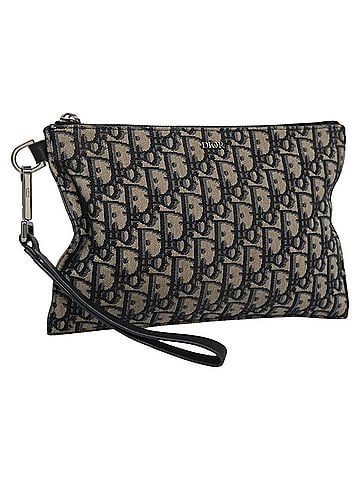 Dior Trotter Navy Canvas Clutch Bag (view 1)