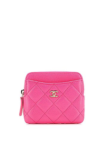 Chanel Square Zip Around Card Holder Wallet Quilted Caviar (view 1)