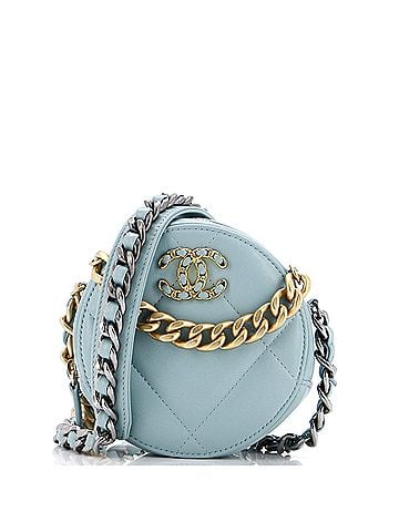 Chanel 19 Round Clutch with Chain Quilted Leather (view 1)