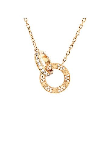 Cartier Love Interlocking Pave Necklace 18K Rose Gold and Diamonds (view 1)
