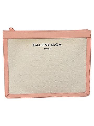 Balenciaga Navy Pouch Pink Canvas Clutch Bag (view 1)