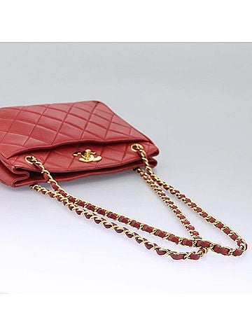 Chanel Matelassé Red Leather Shoulder Bag (view 2)