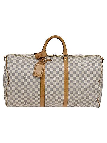Louis Vuitton Keepall Bandouliere 55 White Canvas Travel Bag (view 1)