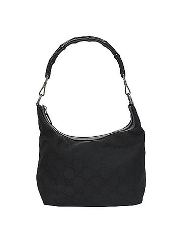 Gucci Bamboo Black Canvas Shoulder Bag (view 1)