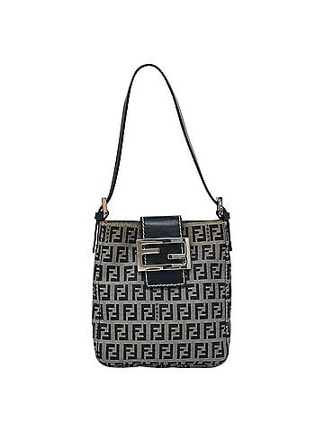 Fendi Zucchino Navy Canvas Handbag (view 1)