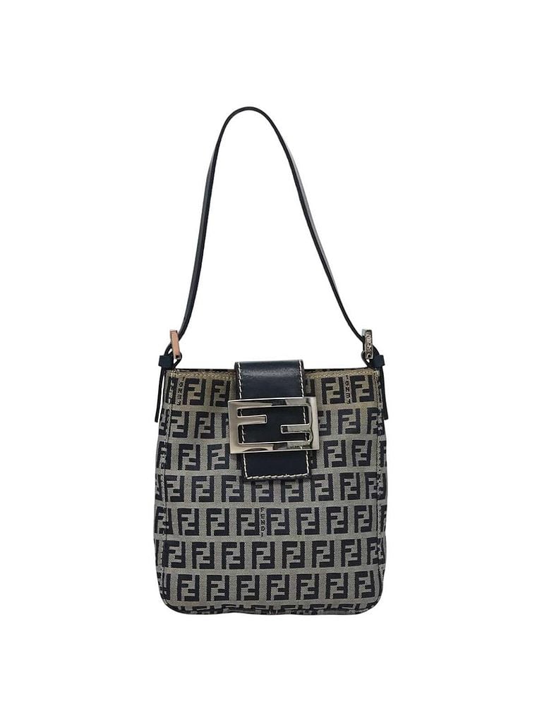 Fendi 100% Canvas Solid Blue Zucchino Navy Canvas Handbag One size - photo 1