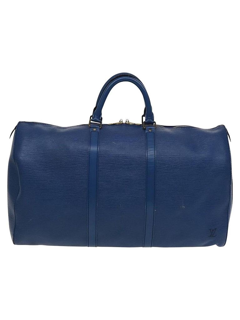 Louis Vuitton 100% Leather Solid Blue Keepall 50 Navy Leather Travel Bag One size - photo 1