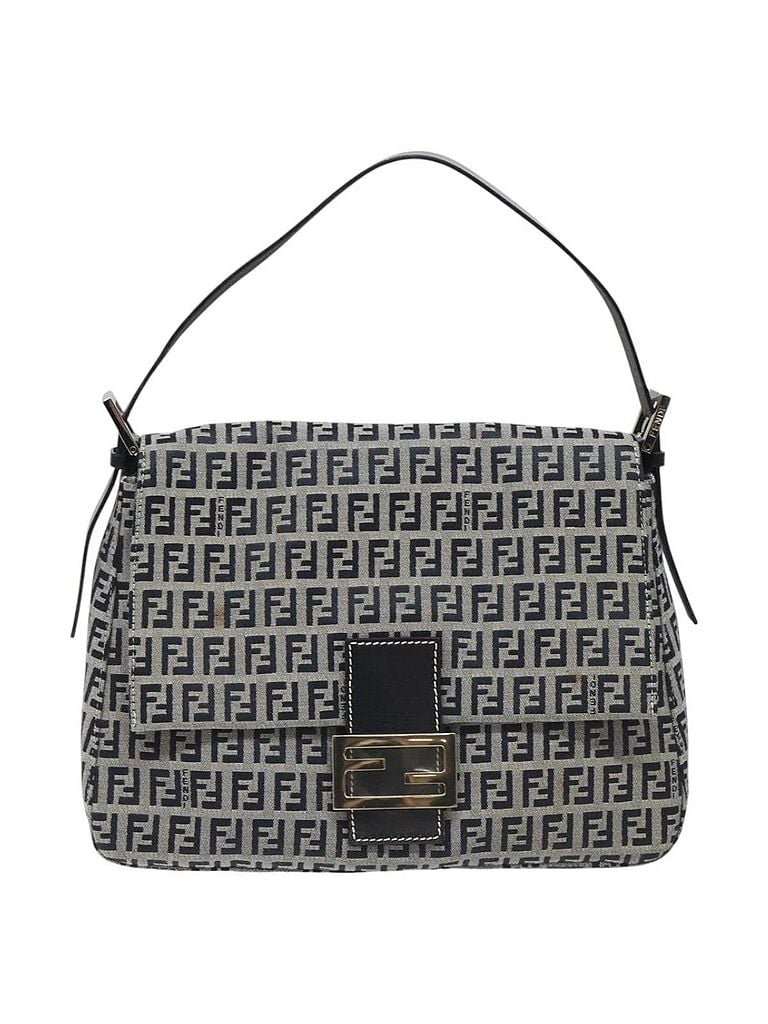 Fendi 100% Canvas Solid Blue Mamma Baguette Navy Canvas Shoulder Bag One size - photo 1