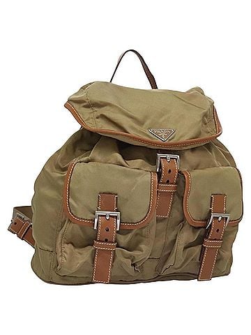 Prada Re-Nylon Khaki Synthetic Backpack Bag (view 1)
