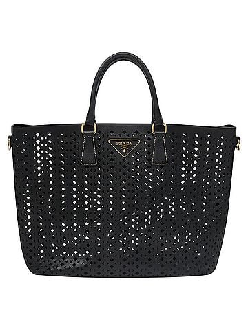 Prada Saffiano Black Leather Handbag (view 1)
