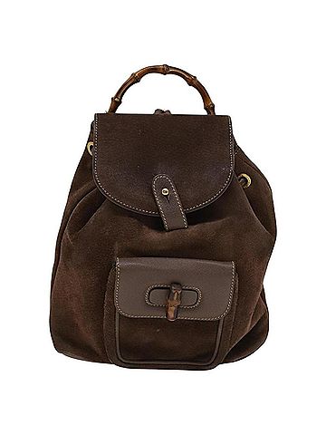 Gucci Bamboo Brown Suede Backpack Bag (view 1)