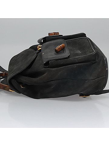 Gucci Bamboo Black Suede Backpack Bag (view 2)