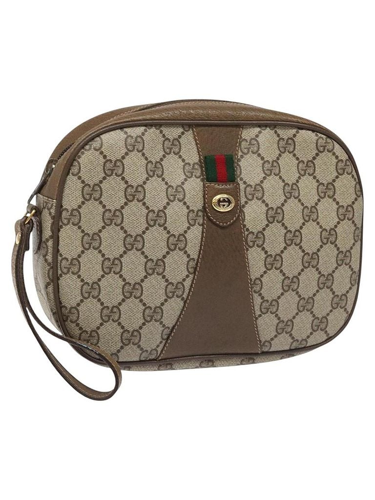 Gucci 100% Canvas Solid Tan Ophidia Beige Canvas Clutch Bag One size - photo 1