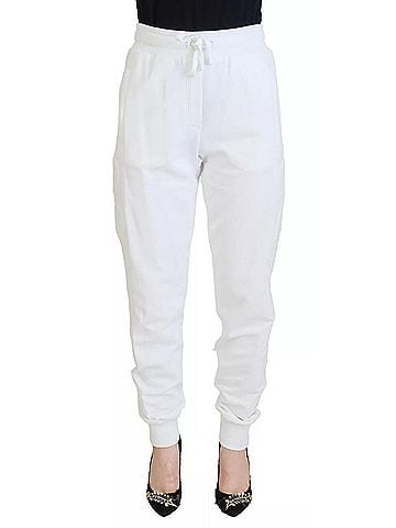 Dolce & Gabbana Basic White Cotton Women SweatWomen's Trouser Women's Pants (view 1)