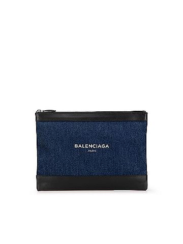 Balenciaga Denim Navy Clip M Clutch (view 1)