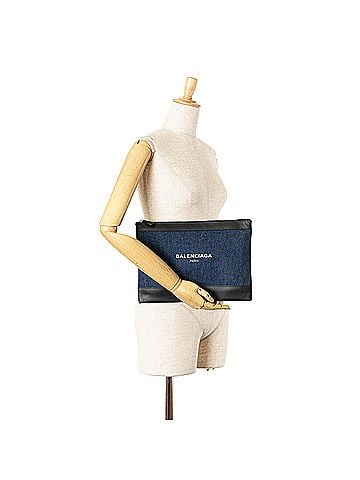 Balenciaga Denim Navy Clip M Clutch (view 2)