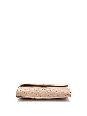 Saint Laurent Classic Monogram Envelope Wristlet Clutch Matelasse Chevron Leather (view 2)