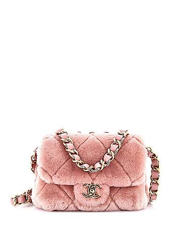 Chanel CC Bar Chain Handle Flap Bag Quilted Shearling Small (view 1)
